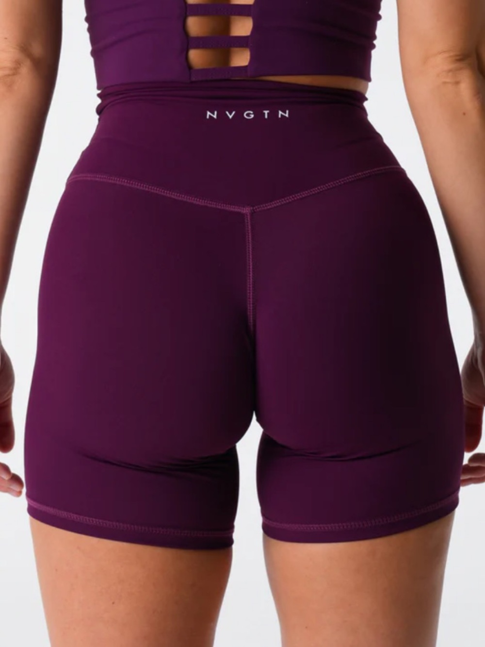 NVGTN Seamless Biker Shorts Signature Plum Sculpt Gym Activewear Size S